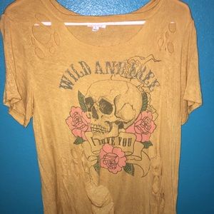 Grungy Yellow Ripped Tee